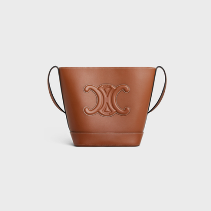 SMALL BUCKET CUIR TRIOMPHE IN SMOOTH CALFSKIN TAN